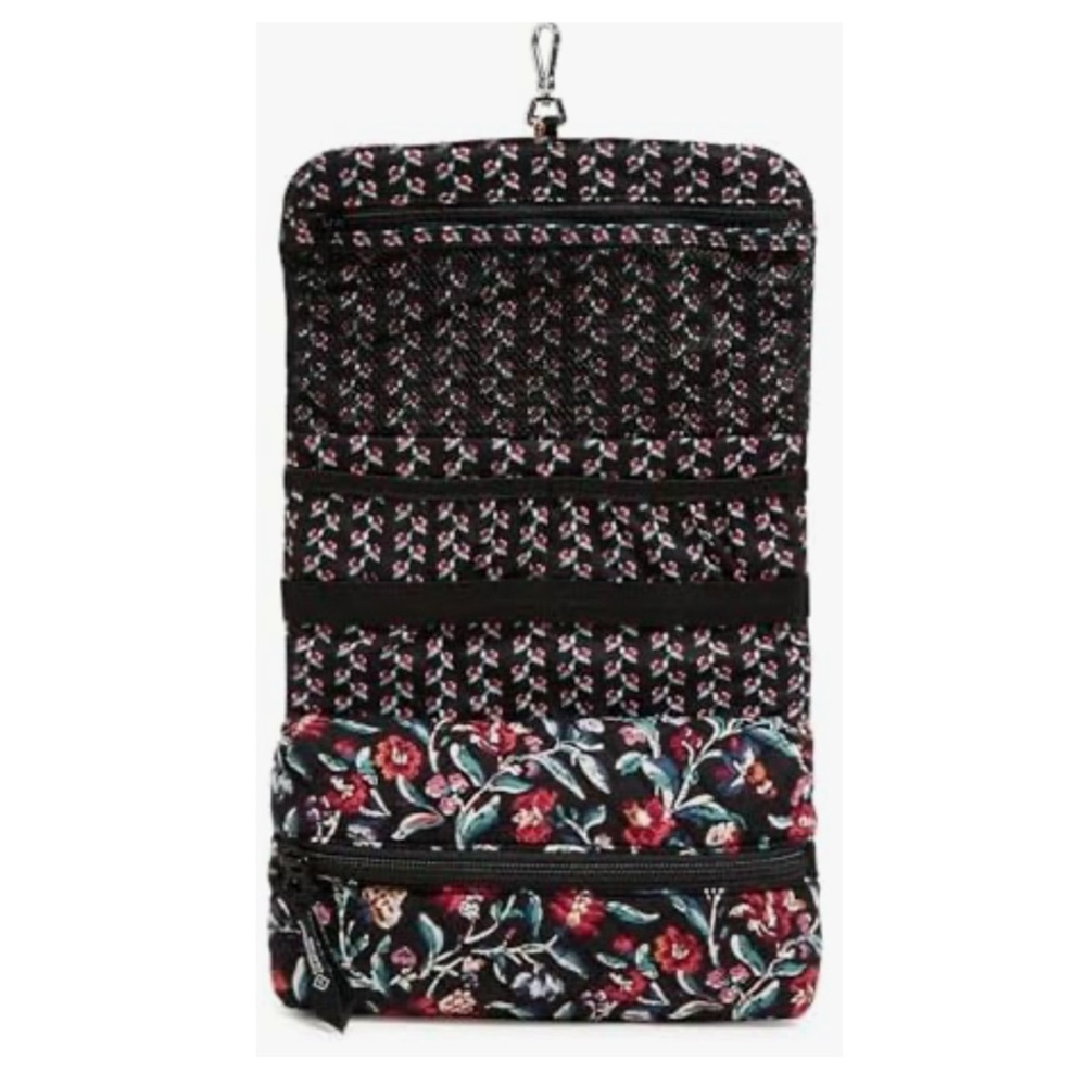 Vera Bradley Cotton Roll-up Tech Organizer Perennial Noir Floral NWT